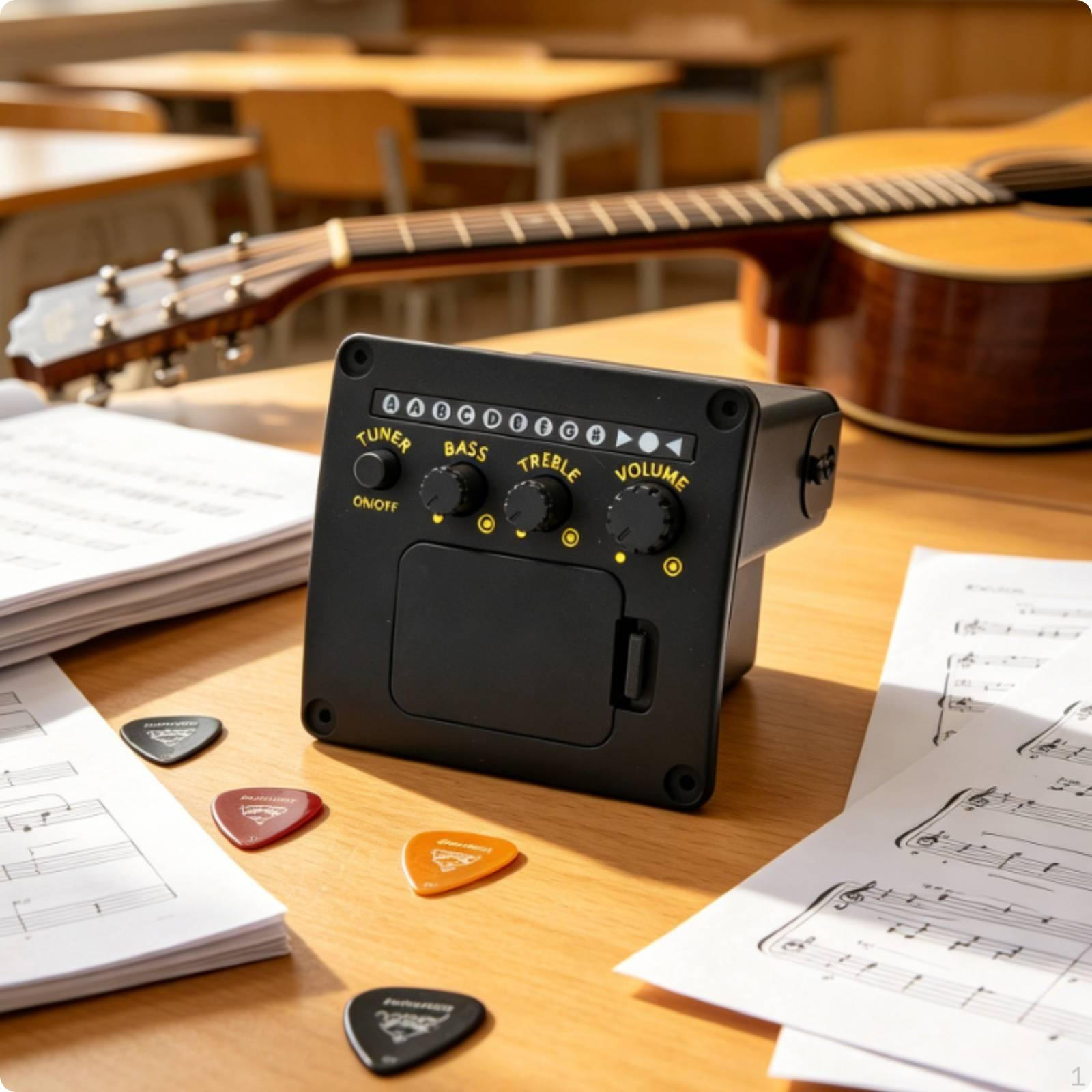 Acoustic Guitar Tone Control Tuner Bass and High Frequencies