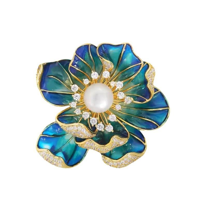National Color And Natural Fragrance Peony Brooch High-End Women'S Luxury Elegant Corsage Niche Design Pin Exquisite Cheongsam Accessories