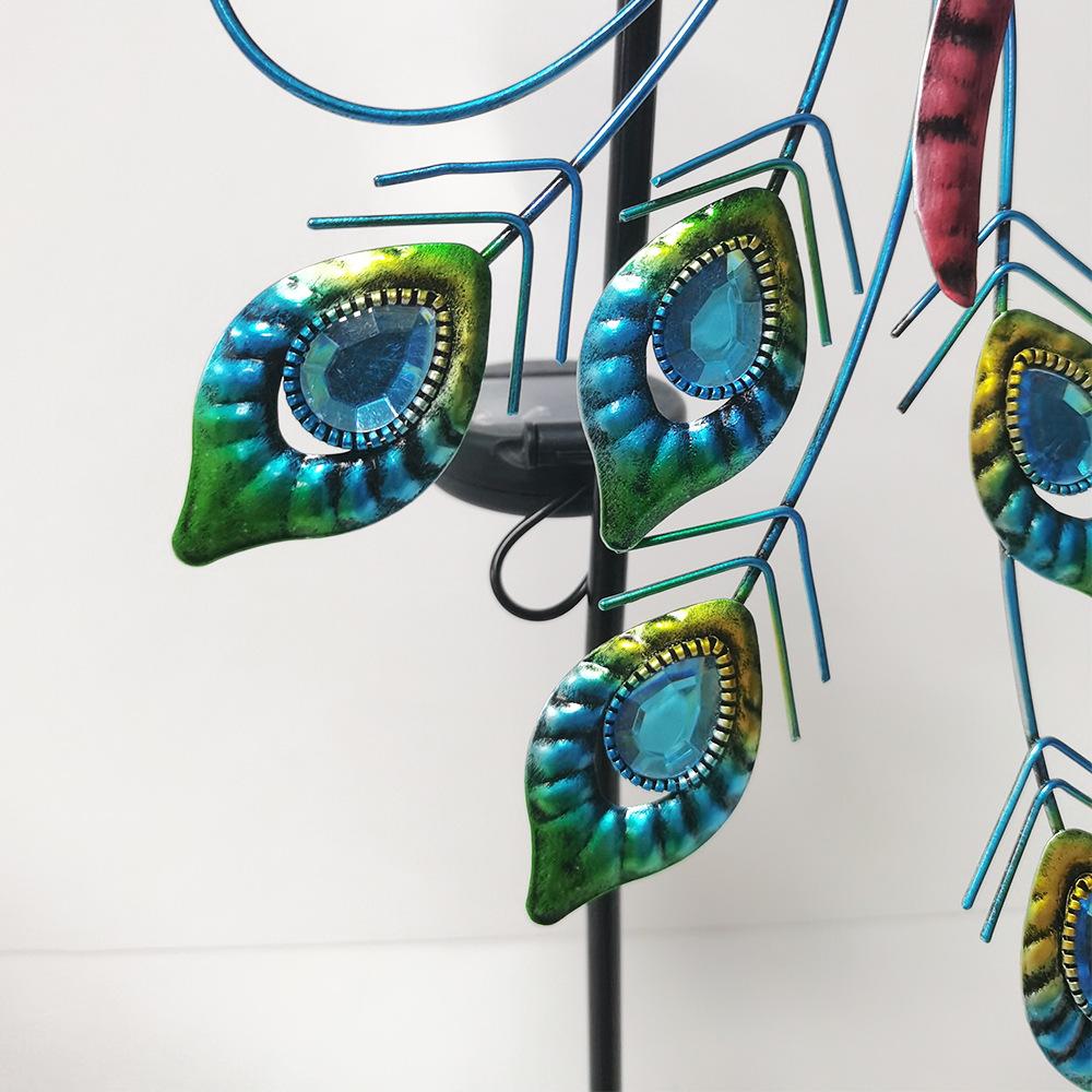 1PC Solar Light Peacock Light Garden Light Rotating Lighting Wrought Iron Ornament Insertion Garden Decorative Light