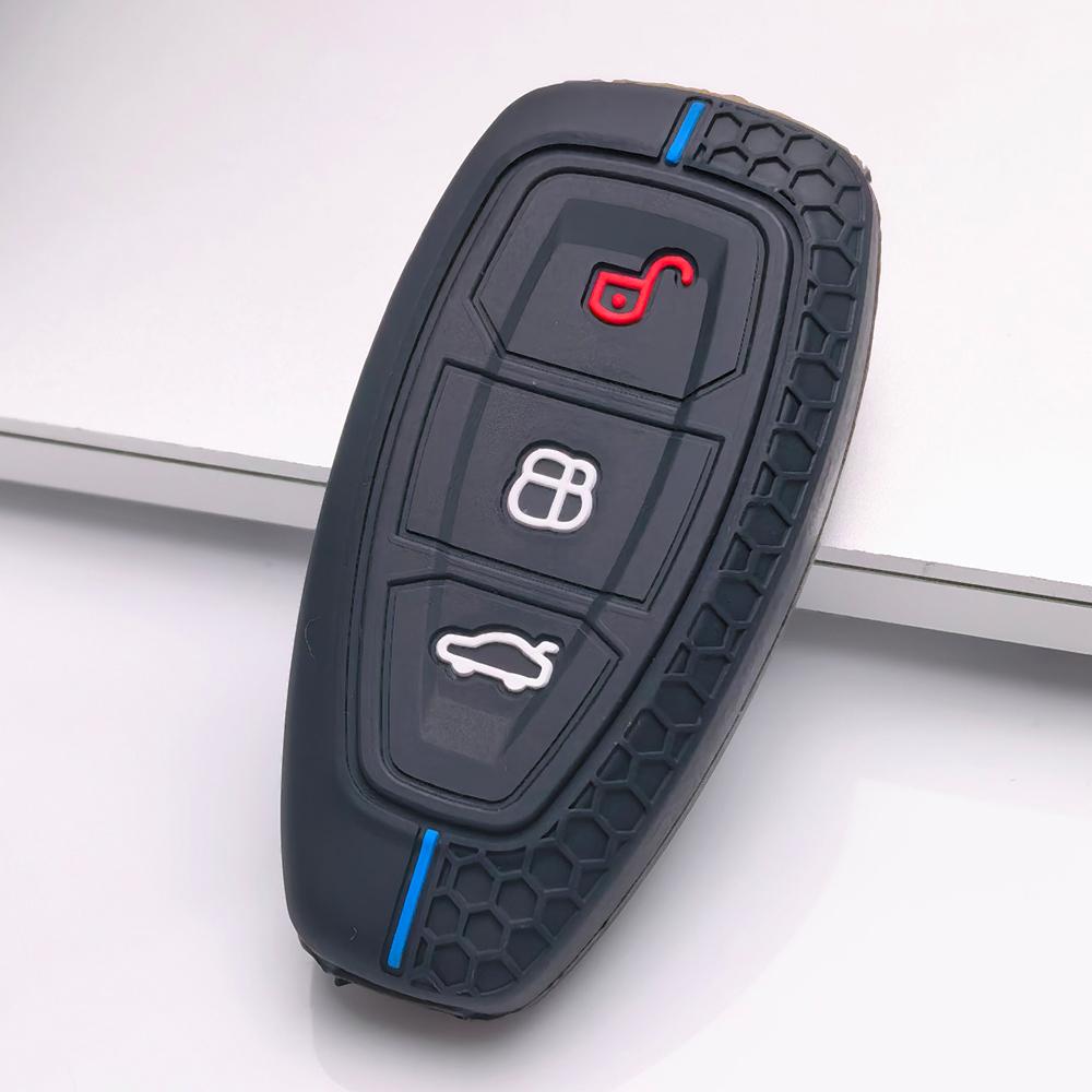 Silicone Key Cover for Ford 3 Button Smart Key, Fits Ford Focus Mondeo Kuga Escape Galaxy C-Max S-Max, Shockproof Key Fob Holder, Protective Accessory