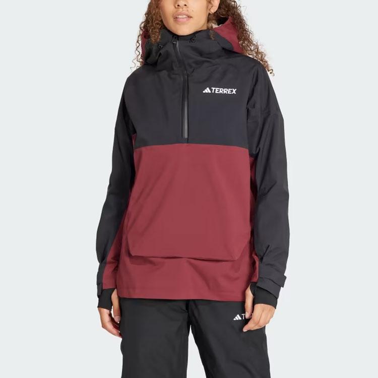 Adidas Terrex Xperior 2L Lined Rain.Rdy Anorak Color Block Logo Waterproof Jacket Women Jacket Shadow-Red IB4223