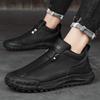 Trendy Men's Slip-On Work Shoes Outdoor Casual Leather Shoes Anti-Slip Soft Bottom Sports Work Shoes Winter Rubber Sole