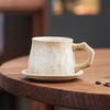 Grobes Töpferton Ofenwechsel Tasse und Untertasse Set Unregelmäßige Wabi-Sabi Keramiktasse für Kaffee Tee Hausbar Rustikale Wohnkultur Geschenk