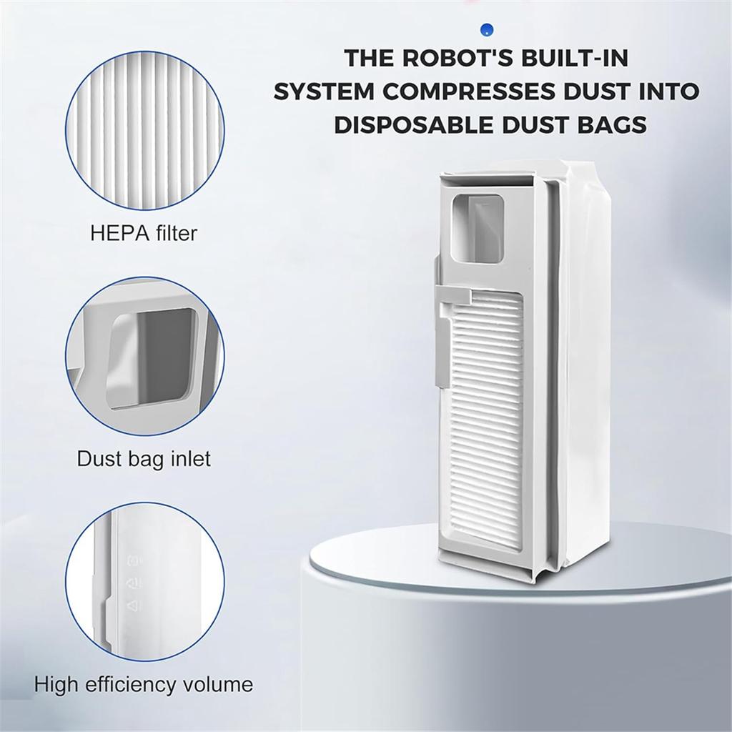 4 Pack Disposable Dust Bags with HEPA Filter for NARWAL Freo X Ultra Robot Vacuum, 1L Large Dust Bag Replacmenet