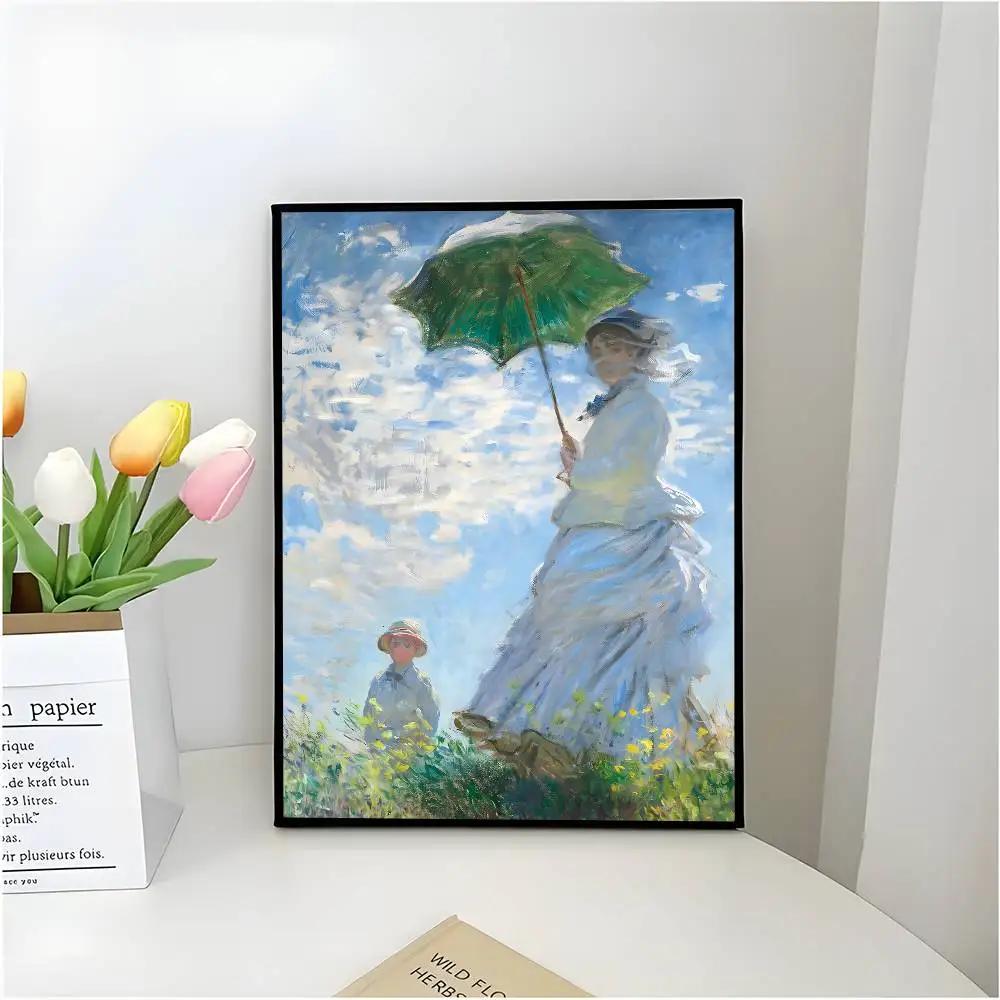 C-Claude Monet Poster Self-adhesive Art Waterproof Paper Sticker Coffee House Bar Room Wall Decor