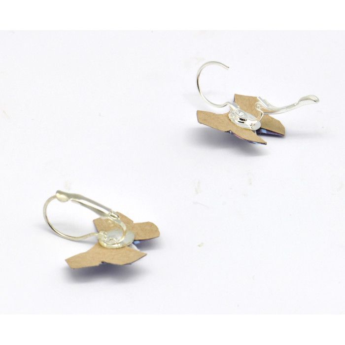 Boucles d'oreille papier Origami Papillon Violet goutte