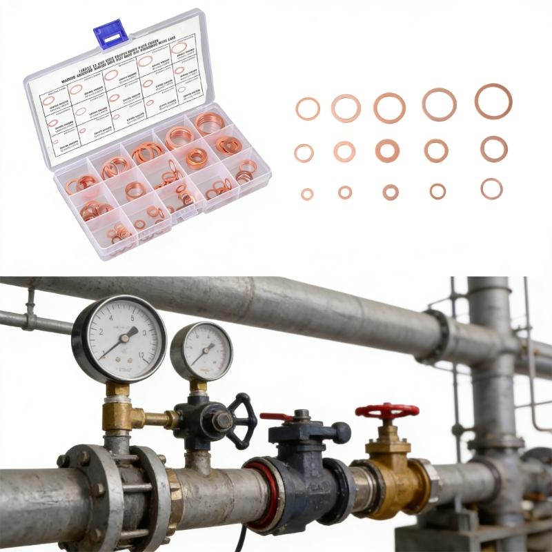 150Pcs Copper Washer Sealing Assortment Set Flat Adapter Sump Plug Crush Washer Oil Drain Plug Gasket Seal Assortment