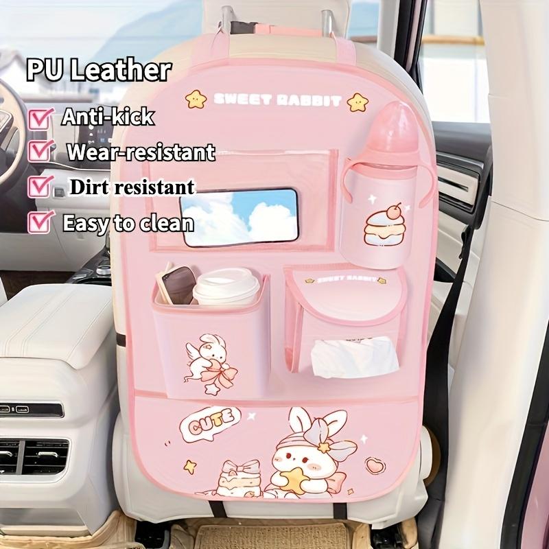 Car Seat Back Organizer Adjustable Kick-Proof PU Leather Storage Bag Hanging Storage Box Ideal for Keeping Car Seats Clean
