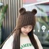 Bear Cute Knitted Hat With Ear Protection And Solid Color Design For Cold Daily