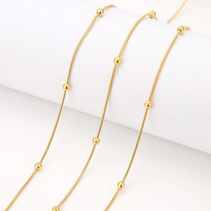 18k Gold Plated Minimalist Snake Chain Necklace - Round Clip Bead Clavicle Accessory