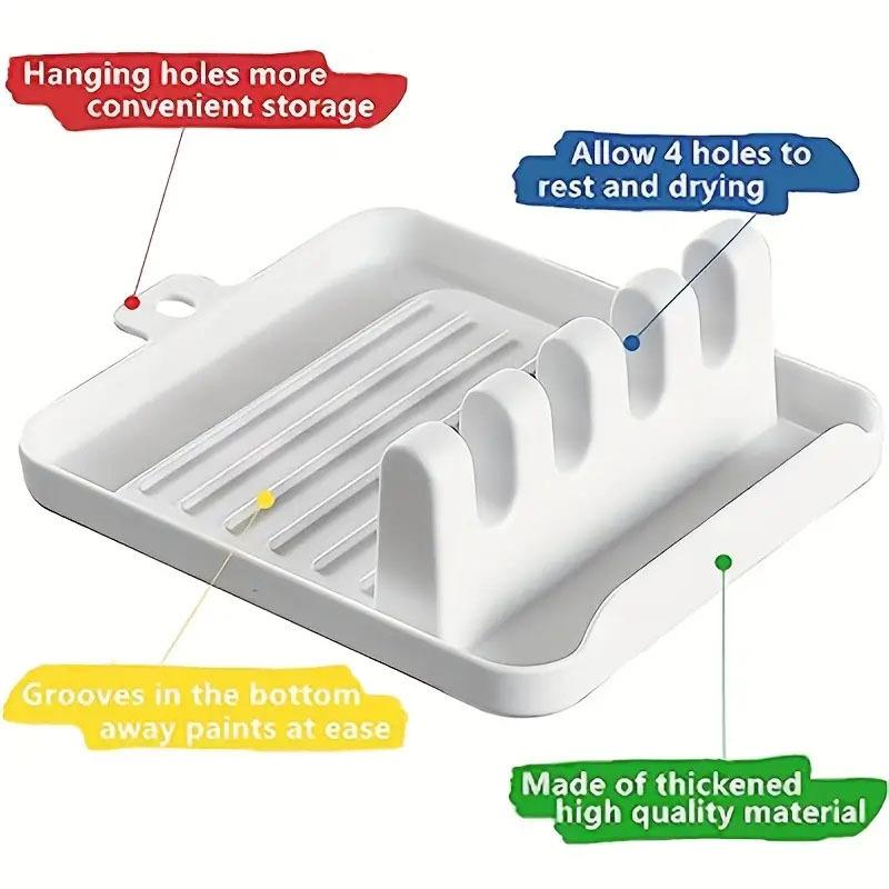 Desktop 4-Slot Paint Brush Holder Lightweight Plastic Art Organizer for Watercolor, Acrylic, Oil Painting Space-Saving