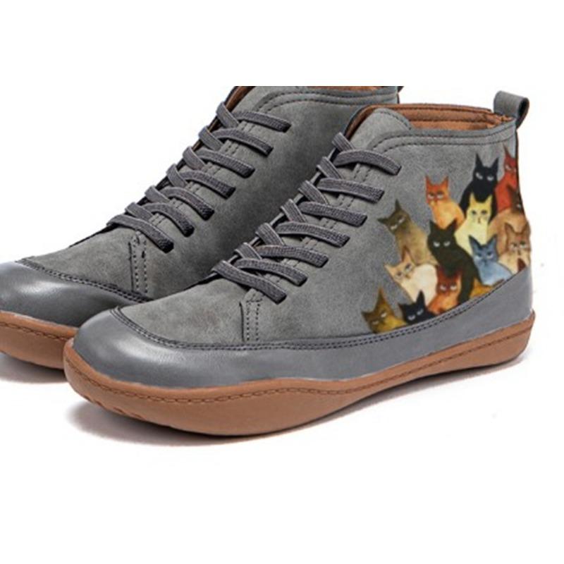 New large size women's shoes fashion boots women's round head low tube front strap flat bottom versatile tooling boots wish