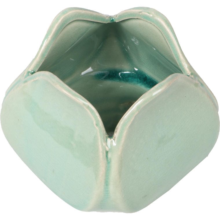 Ceramic vase in the shape of a flower, turquoise, 10x8 cm