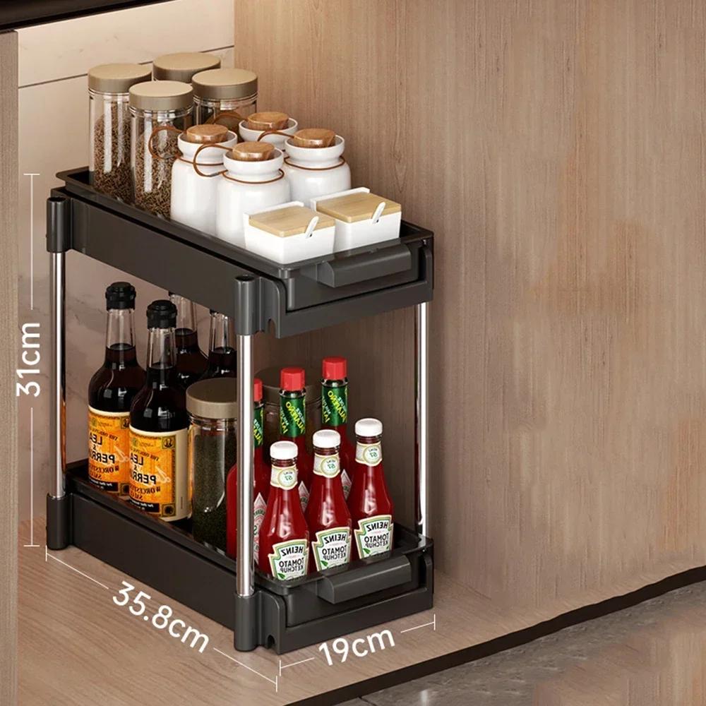 Kitchen Pull-out Dish Rack with Drawer Bowls Dishes Drainer Storage Drying Rack Tableware Holder Under Sink Cabinet Organizer