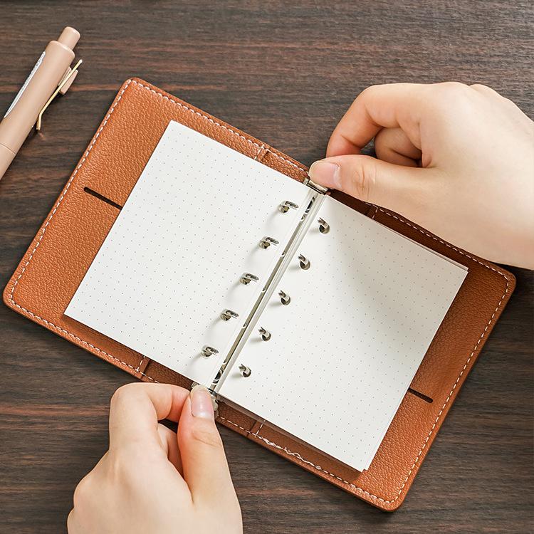 Deer & Sheep Grain Leather M5 Ring Binder: Portable, Removable, Minimalist Ins Style Notebook.