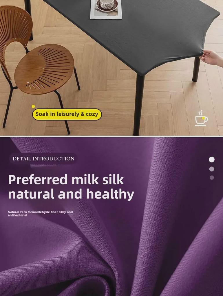 Waterproof Rectangular Elastic Film Tablecloth - Washable, Dustproof, Milk Silk Outdoor Cover