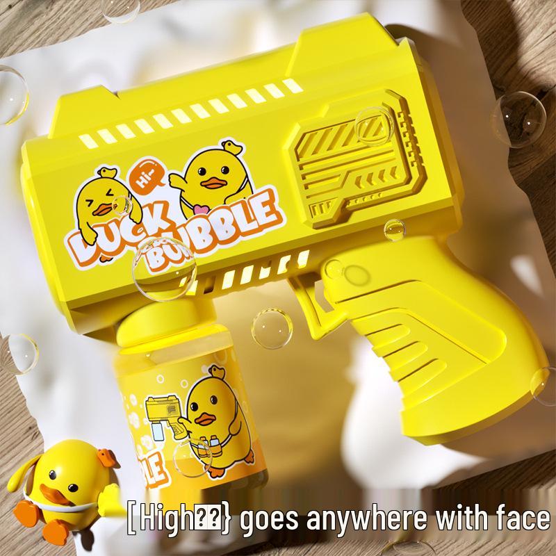 Little Yellow Duck Handheld Automatic Bubble Machine - Electric Light-Up Toy for Kids