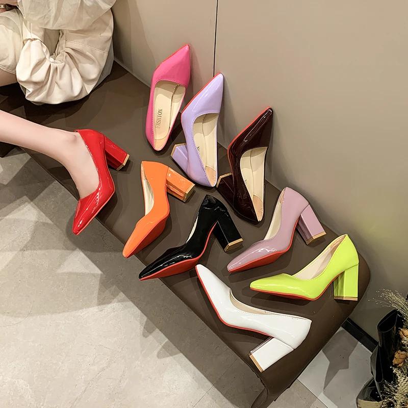 Fashion Fashion Heels Luxury Bridal Shoes Women Thick Heel Mary Jane Shoes New High Heels Women Pink Ladies Shoes Size 43