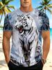 [Printed Design - Not Textured] Men's Fashion T-Shirt, Printed Men's Casual Crew Neck T-Shirt, Majestic White Tiger Print, Suitable for Sports and
