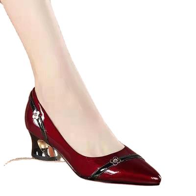 Sandali di Nuovo Design con Tacco Grosso Comodi Fiori Bassi Moda Fibbia quadrata Scarpe Singole Economiche Scarpe da Lavoro da Donna