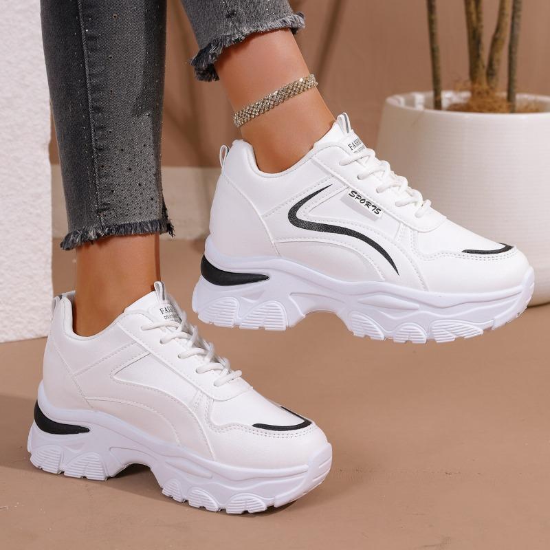 Women's Inner Height-increasing Sneakers, Women's New Casual Small White Shoes, Thick-soled Color-blocked Versatile Fashion Dad Shoes