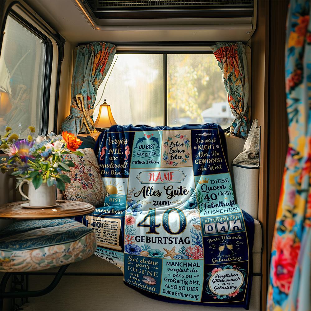 Happy 40Th Birthday Wishes Blanket Durable Comfort For Sofa Couch Office Bed Picnics Ideal For All Seasons Stylish Decor Perfect Gift For Relatives