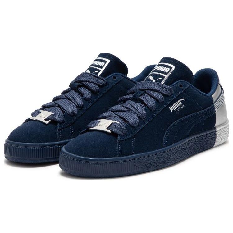 Puma Suede Dance Crew Comfortable Versatile Durable Low-Top Sneakers Unisex Sneakers Deep-Blue Silver 398306-02