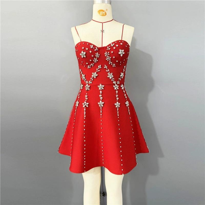 Skinny slim bandage dress hot-selling heavy industry hot diamond sleeveless tube top dress banquet party dress