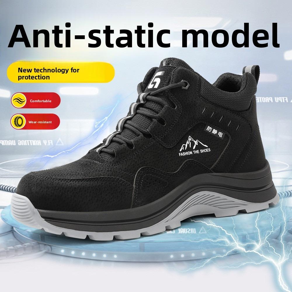 Scarpe di Sicurezza Antistatiche da Uomo High Top Invernali Calde Comode Resistenti all'Olio Antiscivolo Scarpe da Lavoro per Stazione di Servizio