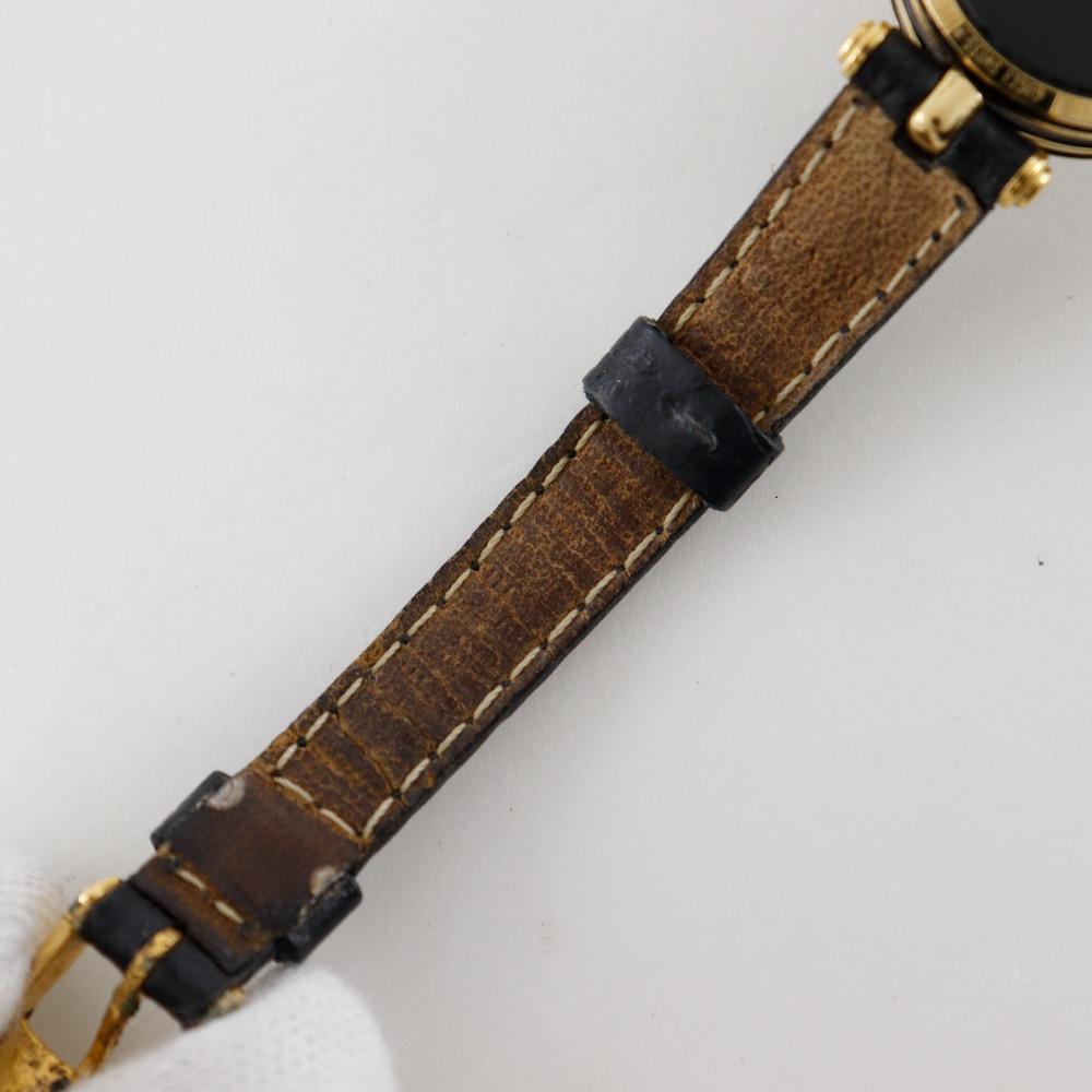 GUCCI Sherry Watches 2000L blackDial Plated Gold/leather Quartz Analog display Women Used