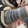 Winter and Autumn Thick and Warm Wool Socks for Children. Fair Isle Retro Snowflake Mid-calf Pullover Socks Paired with Boodles Shoes.