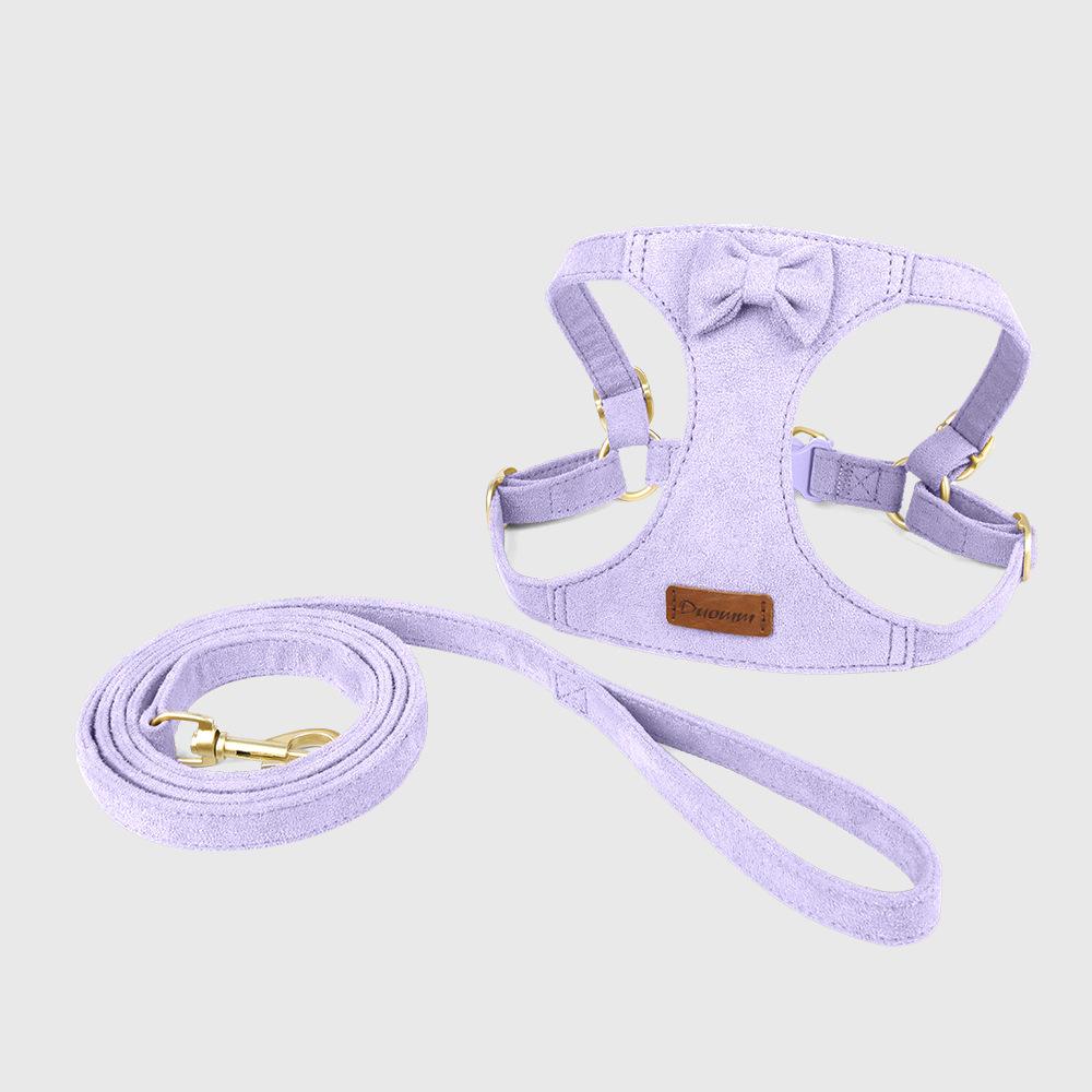 Pet Collars Trendy Premium Suede Dog Harness Leash Set-Adjustable Pet Chest Strap Soft Durable Puppy Kitten Fashion Accessories