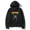 Retro Autism Skeleton Funny Men Women Hoodies Neurodivergent Autism Awareness Support Graphic Pullovers Casual Sweatshirt