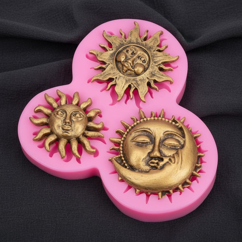 Sun Moon Face Fondant Mold, Silicone Clay Molds, Chocolate Mold for DIY Baking Sugar Craft, Clay Molds for Crafts DIY Air Dry Plaster Polymer Clays