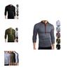 Premium Quality T-shirt Men Fashion Button Front Long Sleeve V-neck Solid Casual Slim Fit