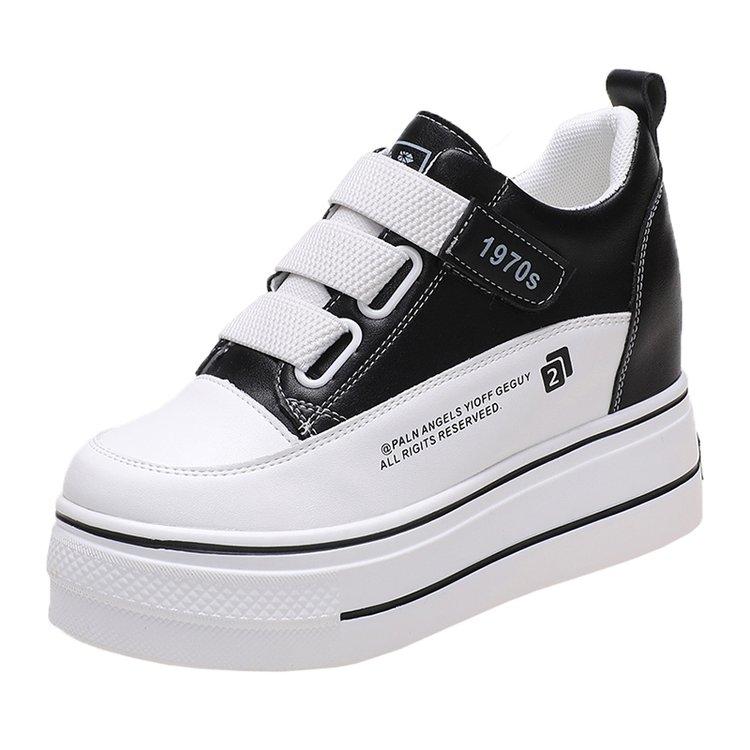 Mode Nouvelles Printemps Automne Blanc Talons Compensés Cachés Chaussures Décontractées Femme Chaussures à Plateforme 8CM Chaussures à Talons Hauts Élévateurs Baskets de Marche Femmes 2025