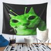 Gnarpy Skurrile Grüne Katze Wandteppich mit Verspieltem Design Perfekt für Wohnzimmer Schlafzimmer oder Büro Dekoration Einzigartige Geschenkidee für Alle