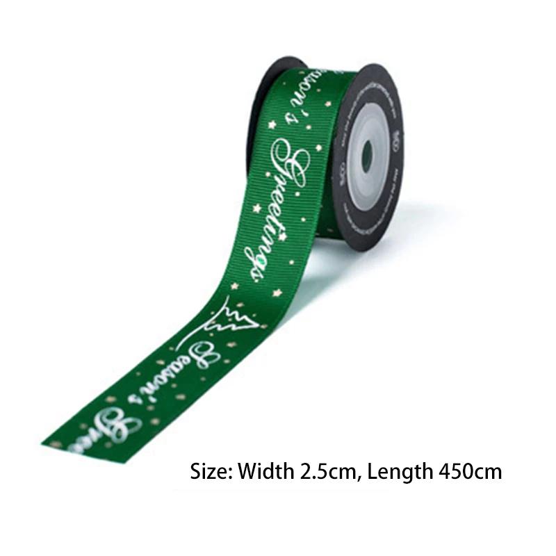 5yards 25mm Christmas Ribbon Printing Ployester Ribbon For Handmade Bow Christmas Decorations DIY Gift Wrapping
