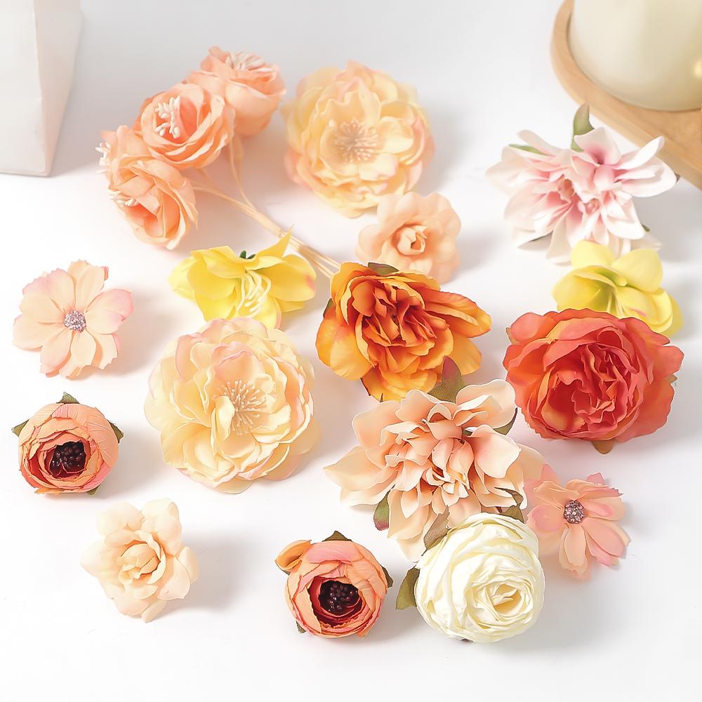 16/17/18/19Pcs Mix Artificial Rose Flower Heads Silk Home Room Table Decor Gift Garden Valentine's Day Decor Wedding Decoration
