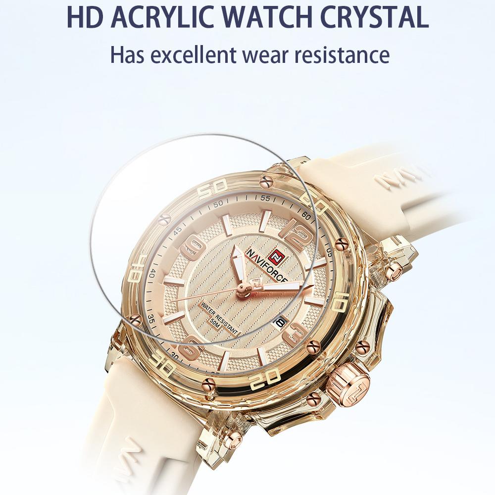 NAVIFORCE Original Women's Calendar Watch Lightweight Fashion Quartz Watch 50m Waterproof Luminous Pointer Women's Casual Watch NF7125