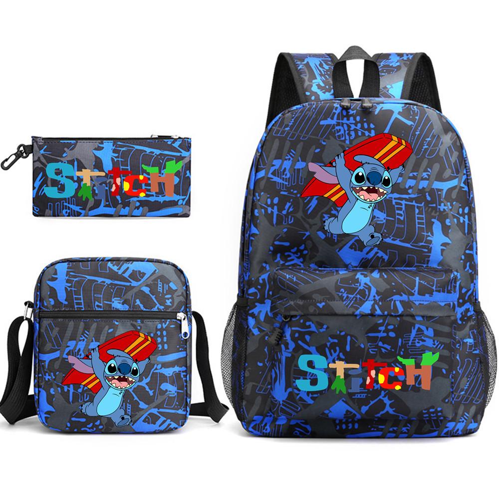 Interstellar Baby Stitch Three-Piece School Bag Cartoon Peripheral Printed Polyester Backpack Student School Bag Leisure Bag