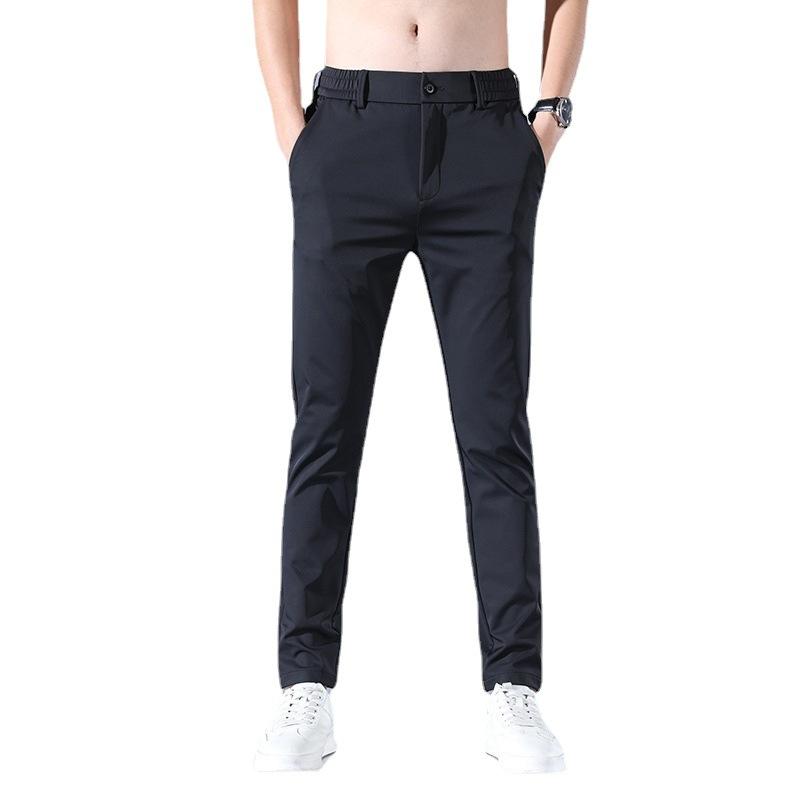 Pánske ležérne nohavice na jar a leto, elastické ľahké biznis šortky, slim fit trend, dlhé nohavice s elastickým pásom