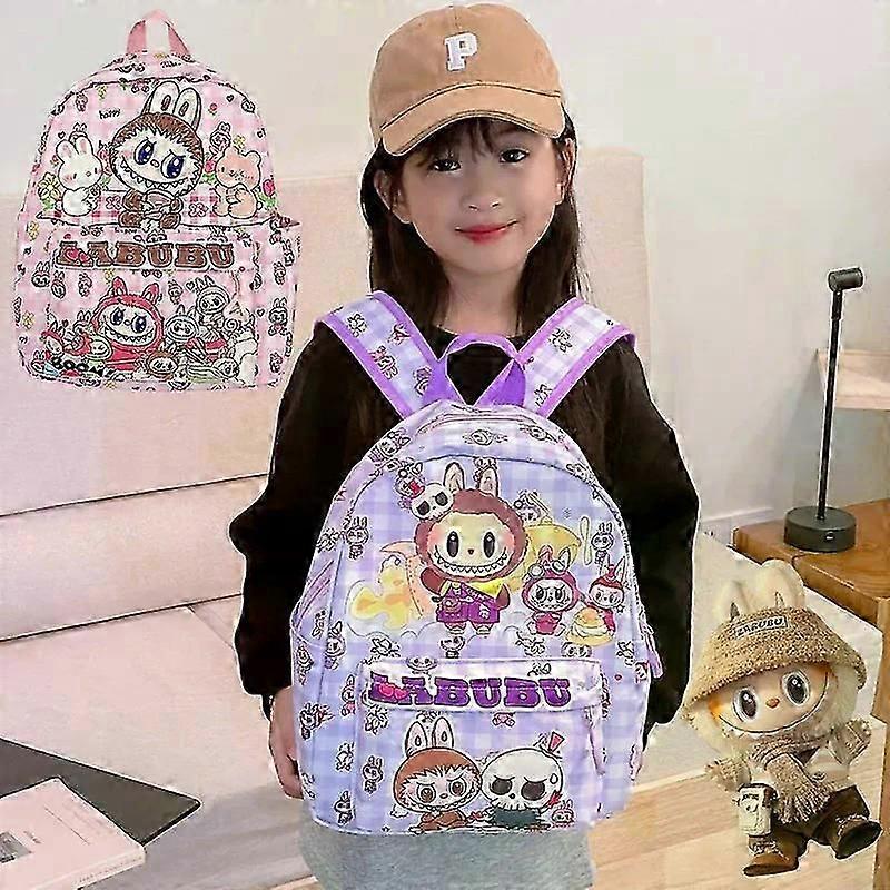 Labubu Backpack Kindergarten Cartoon Shoulder Bag Students Boys Girls Cute Commute Knapsack Travel Anime Polyester Backpack Gift