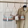 Woven Colored Stripes Splicing Women's Fashion New Contrasting Colors Trend Casual Simple Mori Underarm Shoulder Women's Bag