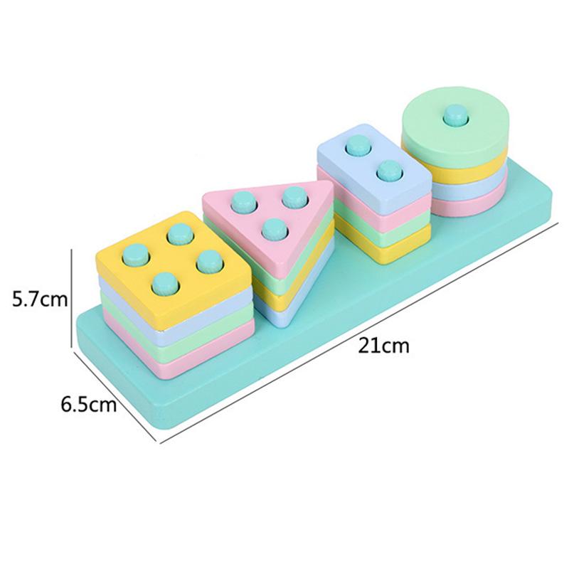 Children Wooden Toys Clock Rainbow Tower Caterpillar Around Beads Shape Matching Kids Montessori Early Education Toy TMZ