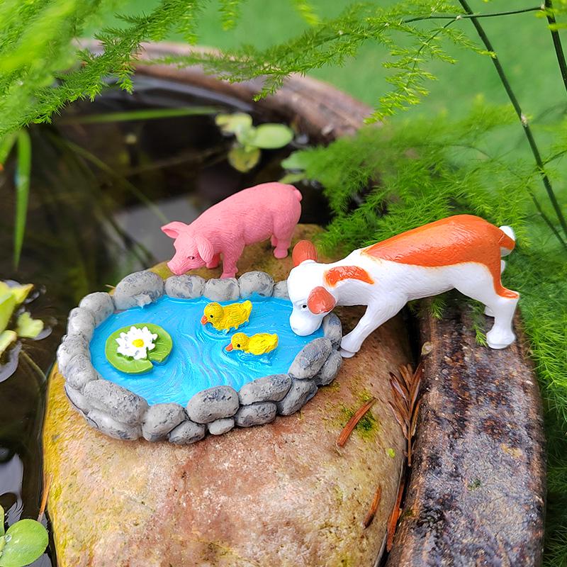 Mini Lotus Pond Micro Landscape Ornament – Rockery Fish Tank DIY Sand Table Bonsai Decoration