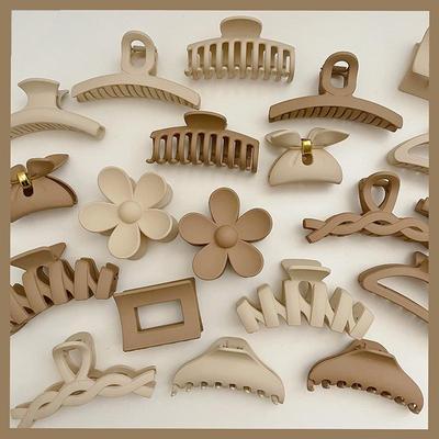 Elegant Autumn/Winter Milk Tea Coffee Hair Clips - Chic Hair Claws for a Celebrity Look