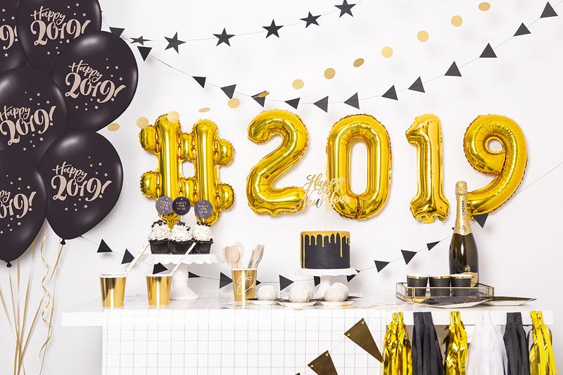 Happy New Year Cake Topper Gold 24cm 1 pcs