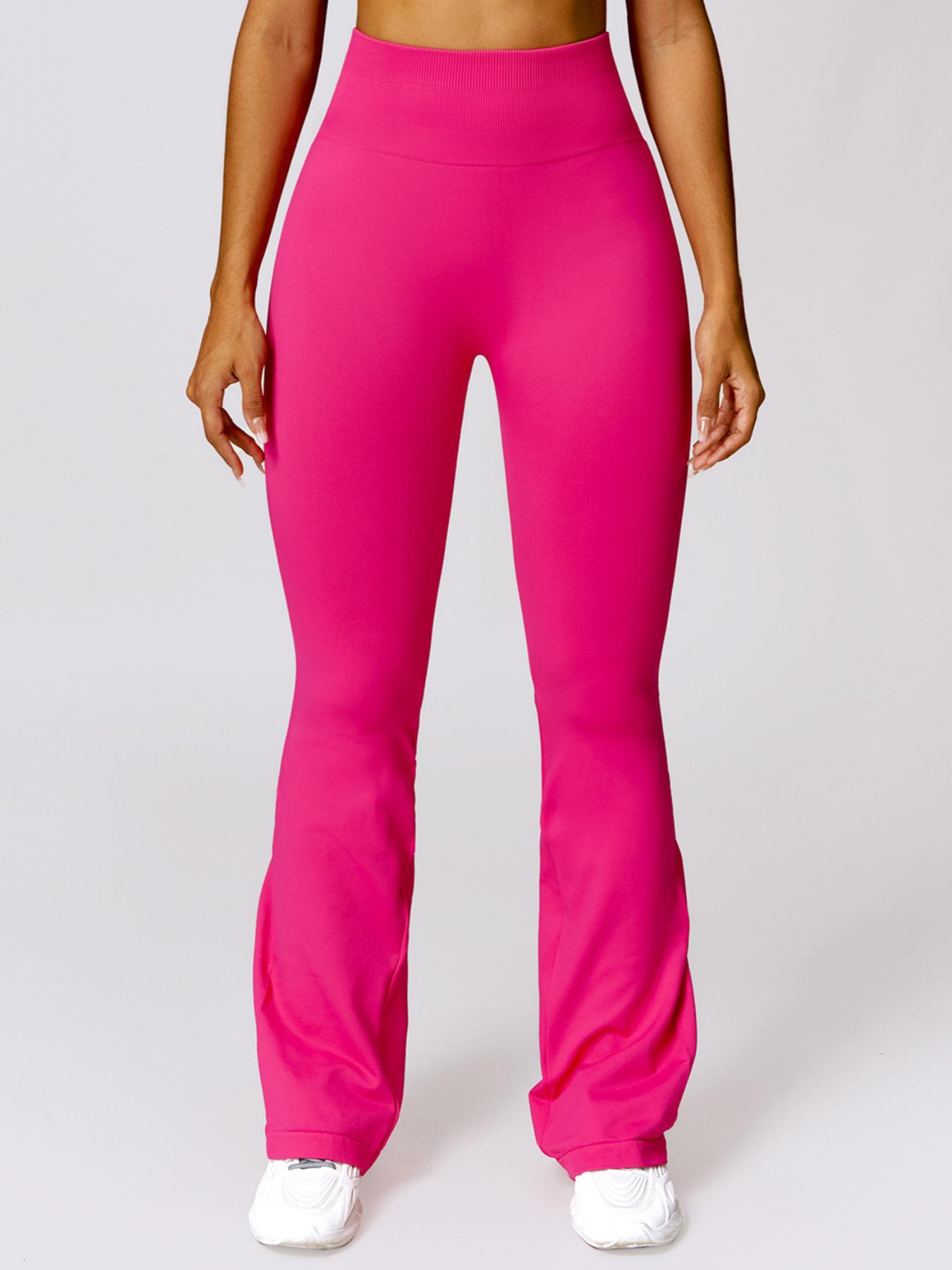 

Брюки клеш для йоги с высокой талией - Контроль живота и Подъем бедер Повседневные Large розы красного