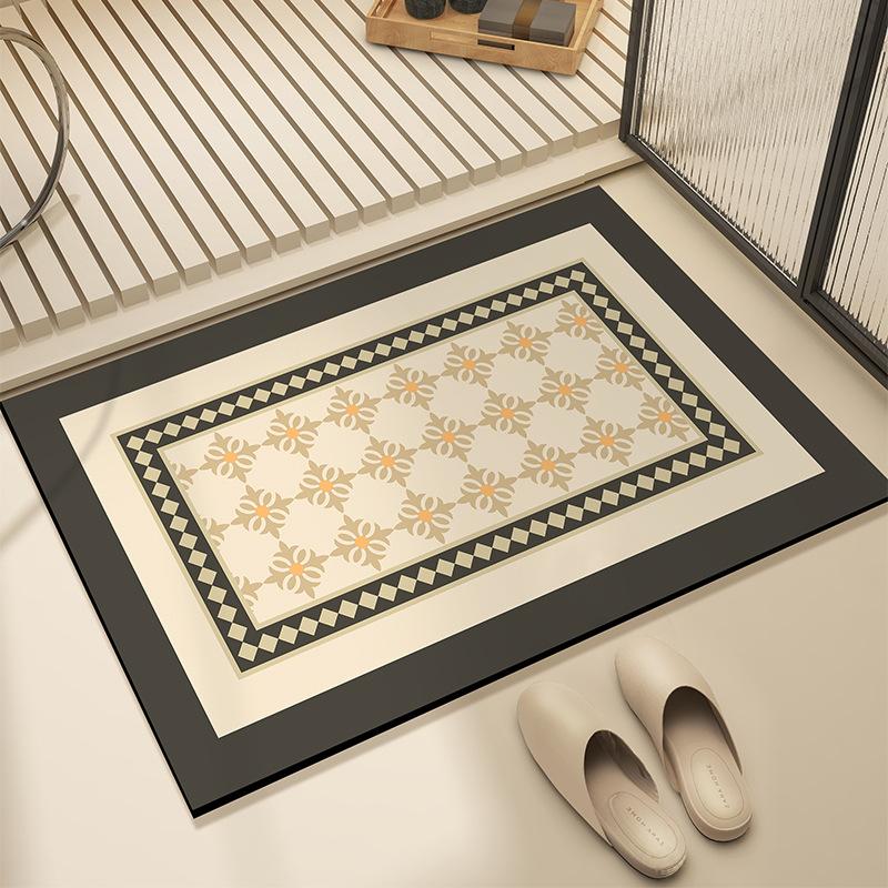 Retro Light Luxury Bathroom Quick Drying Pad Shower Room Water Absorption and Dirt-resistant Foot Pad Household Wear-resistant Floor Mat